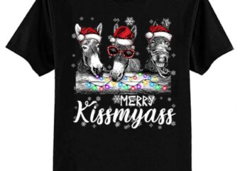 Merry Kissmyass Donkey Sarcastic Xmas Funny Pajama Christmas T-Shirt ltsp