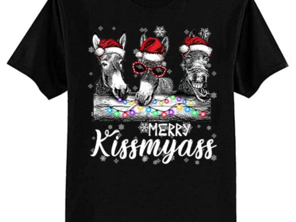 Merry kissmyass donkey sarcastic xmas funny pajama christmas t-shirt ltsp