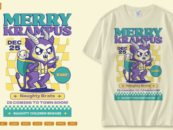 Merry krampus t shirt designs for sale