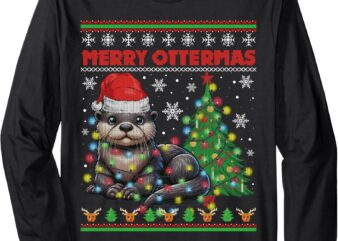 Merry Ottermas Funny Otter Lovers Christmas Ugly Sweater Long Sleeve T-Shirt