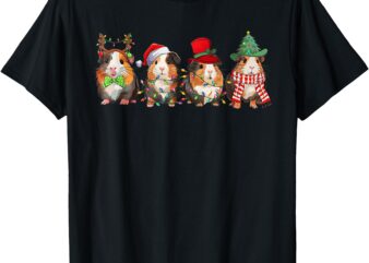 Merry Pigmas Funny Santa Guinea Pig Squad Christmas Lights T-Shirt