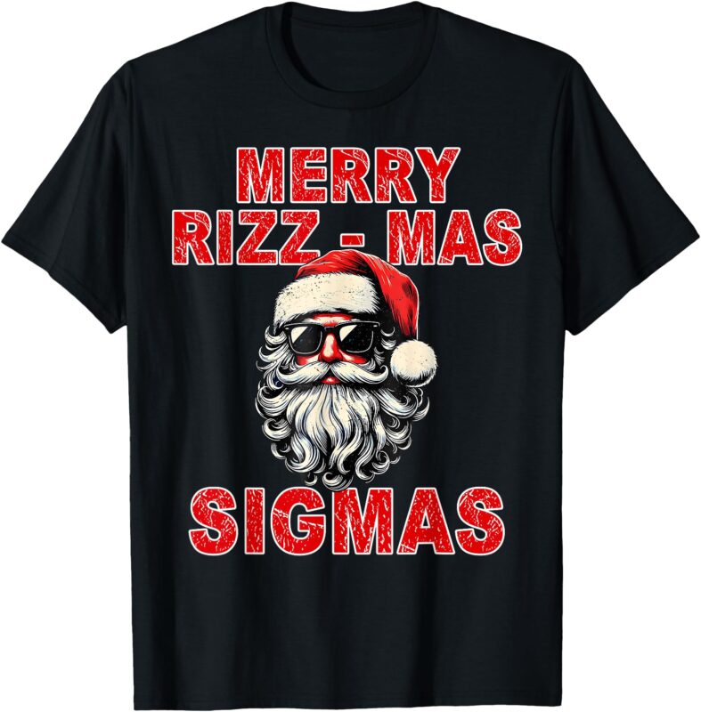 Merry Rizz Mas Sigmas – Cool Santa Face Gen Alpha Christmas T-Shirt