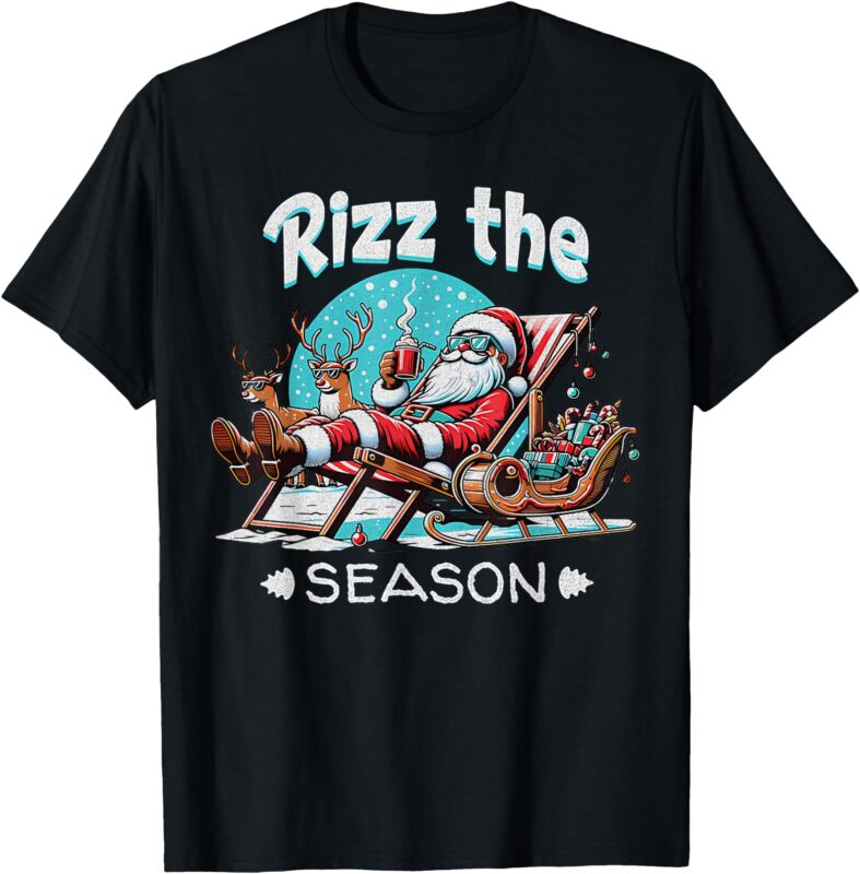 Merry Rizzmas Christmas Rizz Cool Santa Sunglasses Xmas T-Shirt