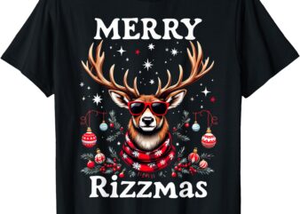 Merry Rizzmas Funny Christmas Reindeer Holiday T-Shirt