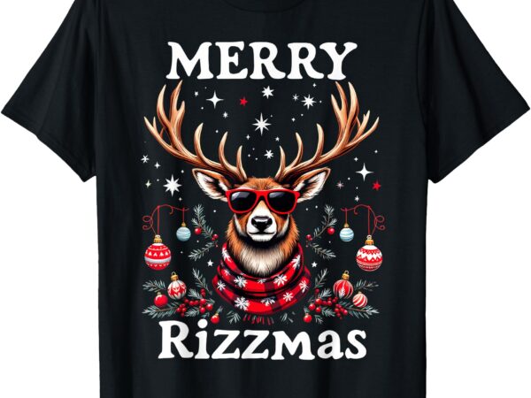 Merry rizzmas funny christmas reindeer holiday t-shirt