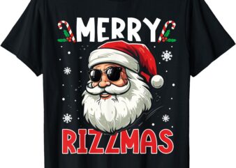 Merry Rizzmas Kids Teens School Funny Christmas Santa Claus T-Shirt