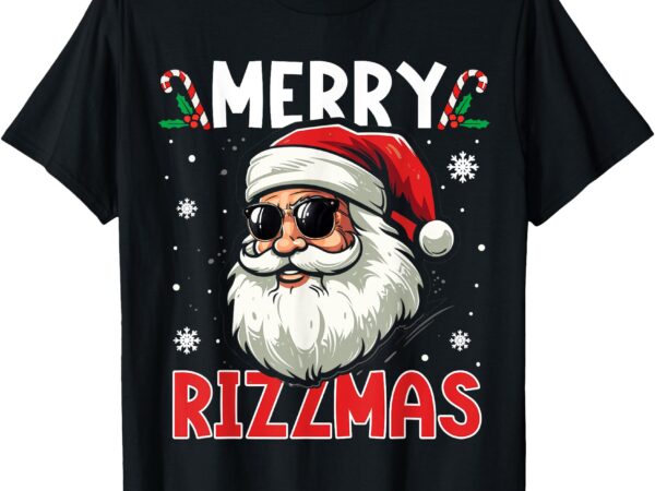 Merry rizzmas kids teens school funny christmas santa claus t-shirt