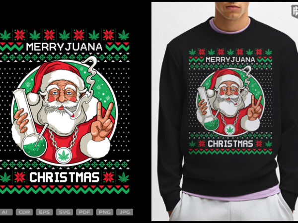 Merryjuana christmas t shirt designs for sale