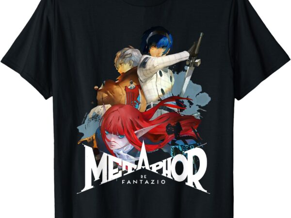 Metaphor_ refantazio key art trio (white logo) atlus t-shirt