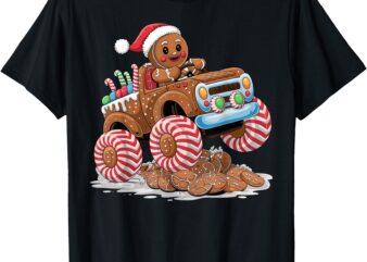 Monster Truck Gingerbread Man Funny Christmas Baking T-Shirt