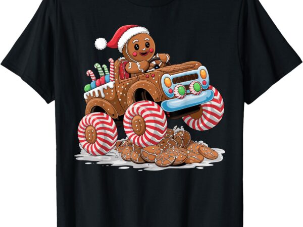 Monster truck gingerbread man funny christmas baking t-shirt