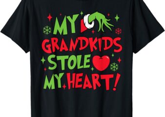 My Grandkids Stole My Heart Vintage Grandma Christmas Xmas T-Shirt