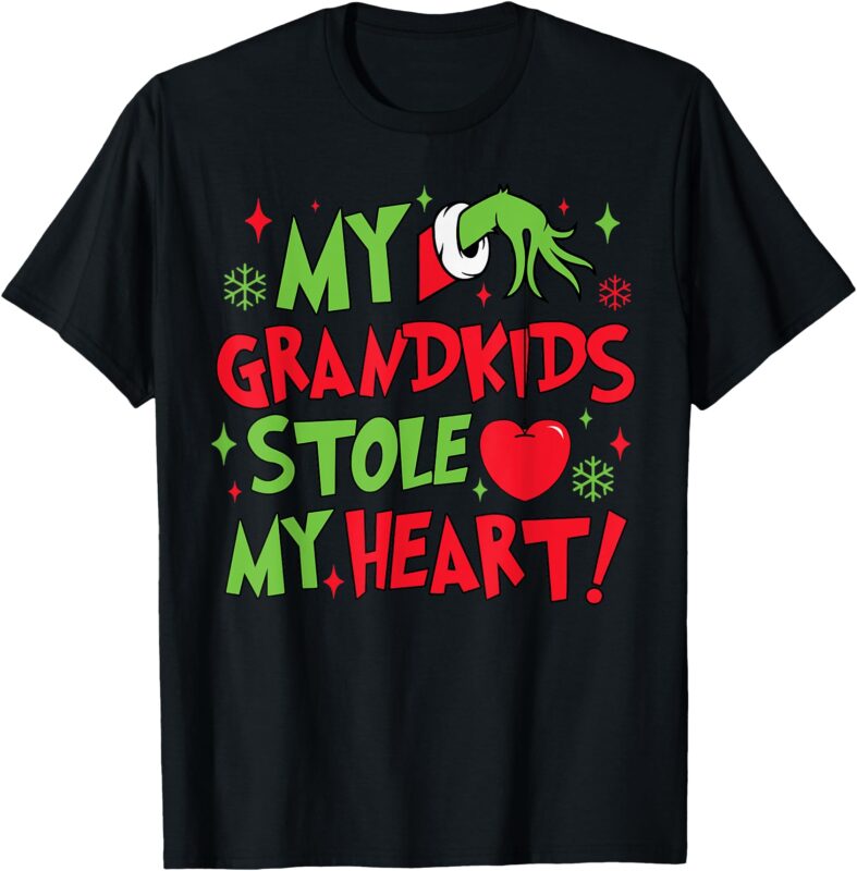 My Grandkids Stole My Heart Vintage Grandma Christmas Xmas T-Shirt