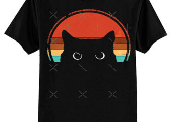 Black Cat Peeking Sunset Vintage Classic T-Shirt