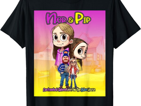 Nor & pip cover art and logo on back t-shirt