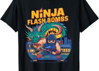 Ninja & Dragon (Ninja Flash Bombs) Gamer, Retro Gaming T-Shirt