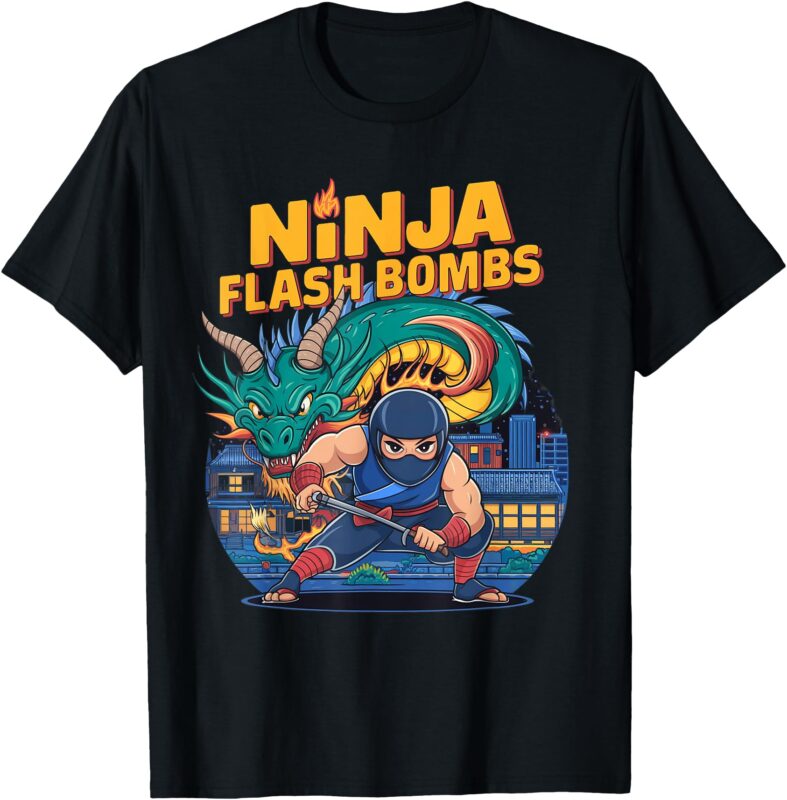 Ninja & Dragon (Ninja Flash Bombs) Gamer, Retro Gaming T-Shirt