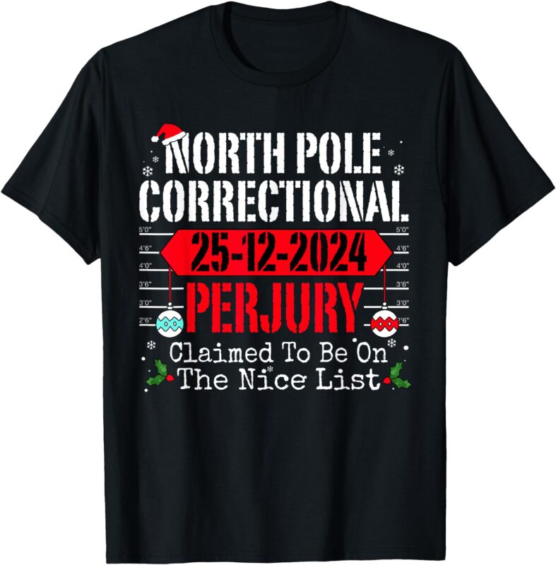 North Pole Correctional Perjury Christmas Holiday Pajamas T-Shirt