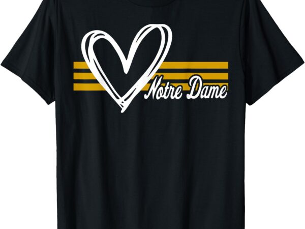 Notre dame indiana heart design for men women girl kid t-shirt