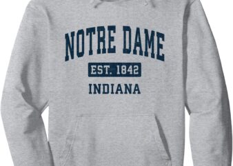 Notre Dame Indiana IN Vintage Athletic Navy Sports Design Pullover Hoodie