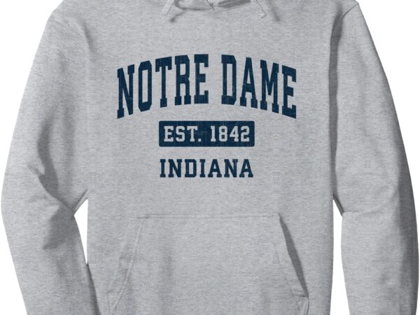 Notre dame indiana in vintage athletic navy sports design pullover hoodie