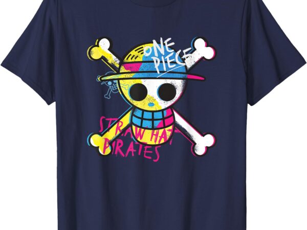 One piece straw hat pirates colour logo monkey d luffy t-shirt