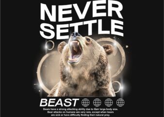 Never Settle Beast Streetwear T-shirt Design PNG