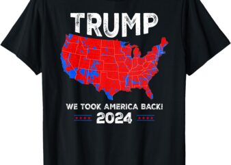 Patriotic Red and Blue Map, Donald Trump, WE WON 2024 Trump T-Shirt