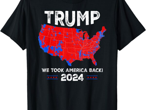 Patriotic red and blue map, donald trump, we won 2024 trump t-shirt