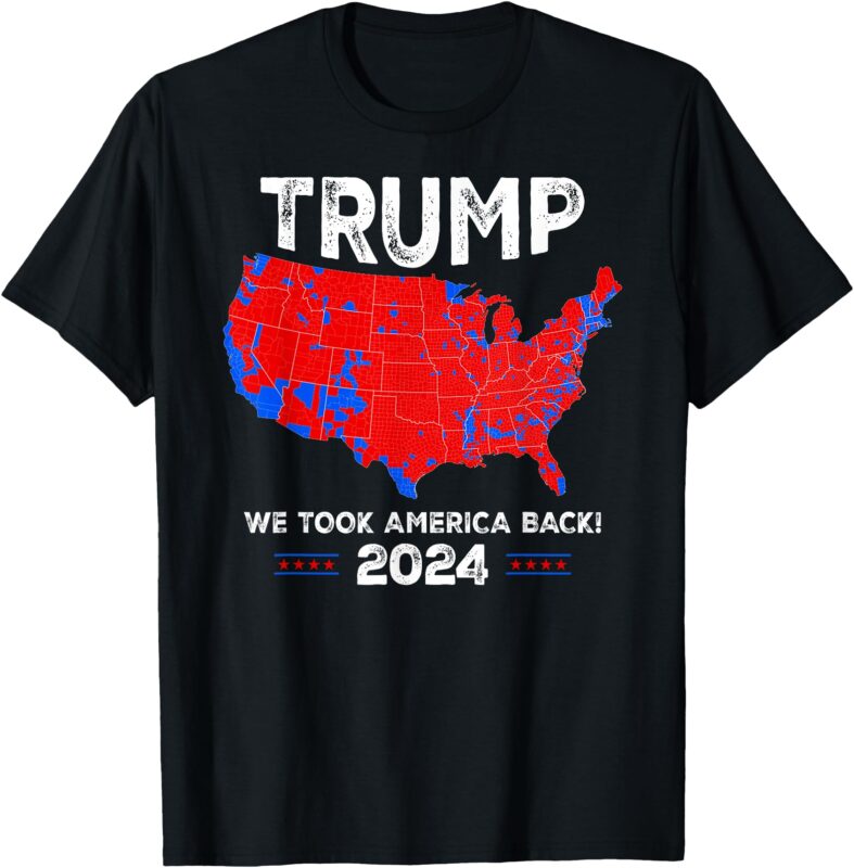 Patriotic Red and Blue Map, Donald Trump, WE WON 2024 Trump T-Shirt