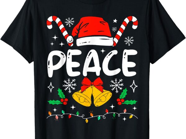 Peace matching i come in peace couples santa hat christmas t-shirt