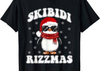 Skibidi Rizzmas Funny Gen Alpha Slang Christmas Penguin T-Shirt