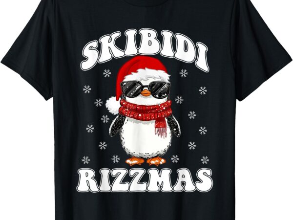 Skibidi rizzmas funny gen alpha slang christmas penguin t-shirt