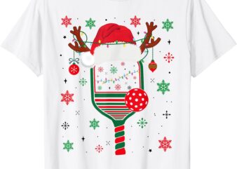 Pickleball Player Christmas Holiday Reindeer Xmas Women Men T-Shirt