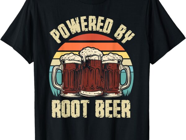 Powered by root beer soda drink funny root beer retro t-shirt