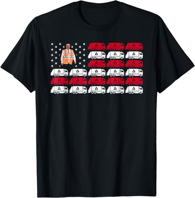 President Trump Garbage Truck Worker Vest USA Flag MAGA 2025 T-Shirt