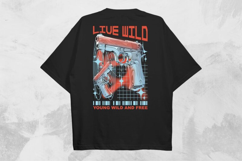 Live Wild Streetwear Brutalism T-shirt Design PNG