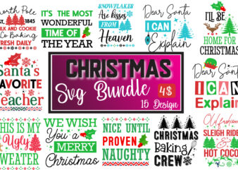 Christmas T-Shirt Design SVG Bundle,| Festive Holiday Cut Files for Cricut & Silhouette,Christmas SVG Bundle,Christmas Mega Bundle ,Santa