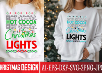 Hot Cocoa Christmas Lights t-shirt design, Christmas SVG, Vintage Christmas SVG, Funny Christmas SVG, Christmas 2024 SVG, North Pole SVG, C