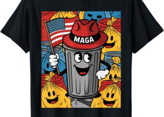 Proud MAGA Garbage Trump Supporter Trash Can Cartoon Funny T-Shirt