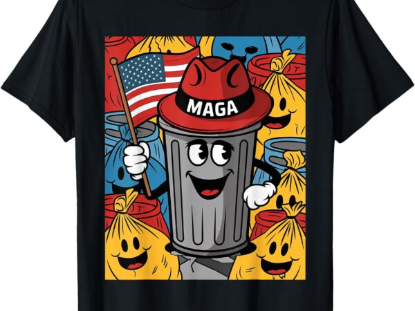 Proud maga garbage trump supporter trash can cartoon funny t-shirt