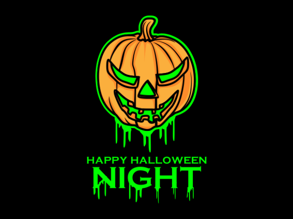 Pumpkin halloween night t shirt illustration