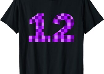 Purple Pixel Number 12 – 12th Birthday – Gamer Number 12 T-Shirt