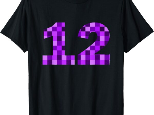 Purple pixel number 12 – 12th birthday – gamer number 12 t-shirt