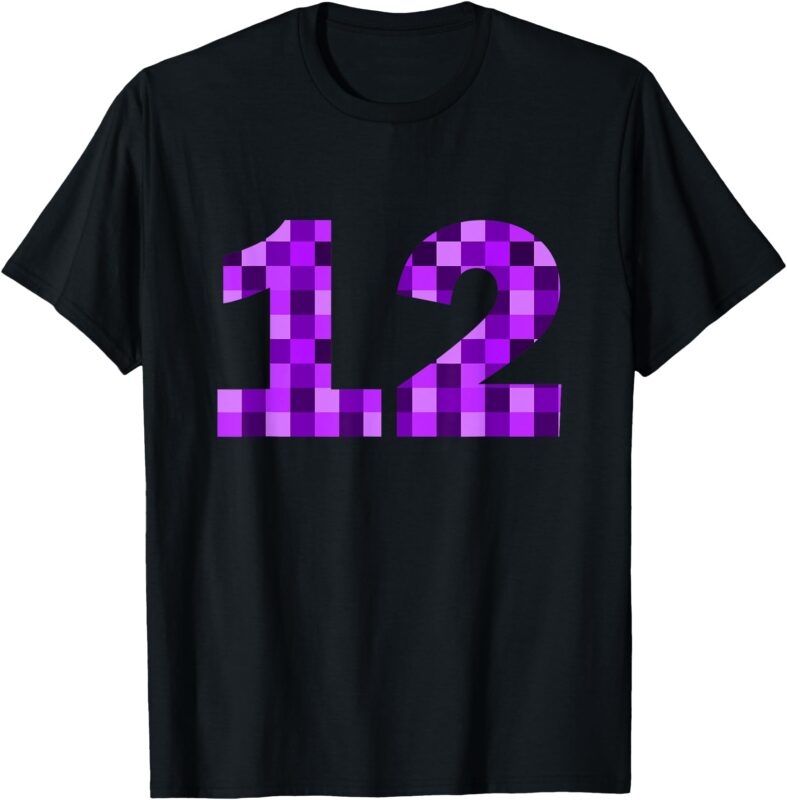 Purple Pixel Number 12 – 12th Birthday – Gamer Number 12 T-Shirt