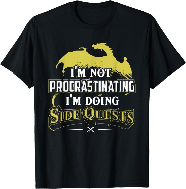 RPG Gamer T-Shirt_ I’m Doing Side Quests – Casual Crew Neck, Short Sleeve, Adult Polyester Tee (Black)