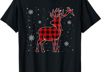 Red Buffalo Plaid Christmas Deer Pajama Sweater Women Men T-Shirt