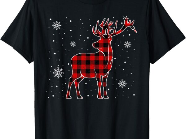 Red buffalo plaid christmas deer pajama sweater women men t-shirt