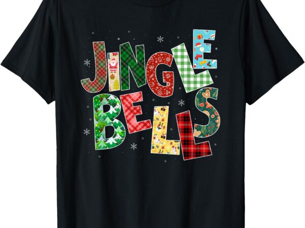 Red plaid jingle bells christmas matching family pajama tee t-shirt