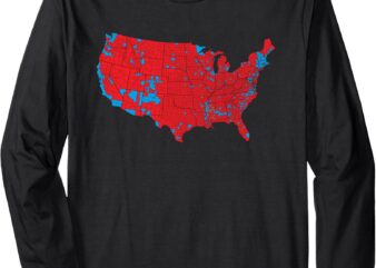 Red Wave Map of USA in the 2024 Presidential Election Maga Long Sleeve T-Shirt